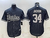 Men's Las Vegas Raiders #34 Bo Jackson Black With Patch Cool Base Stitched Baseball Jersey,baseball caps,new era cap wholesale,wholesale hats